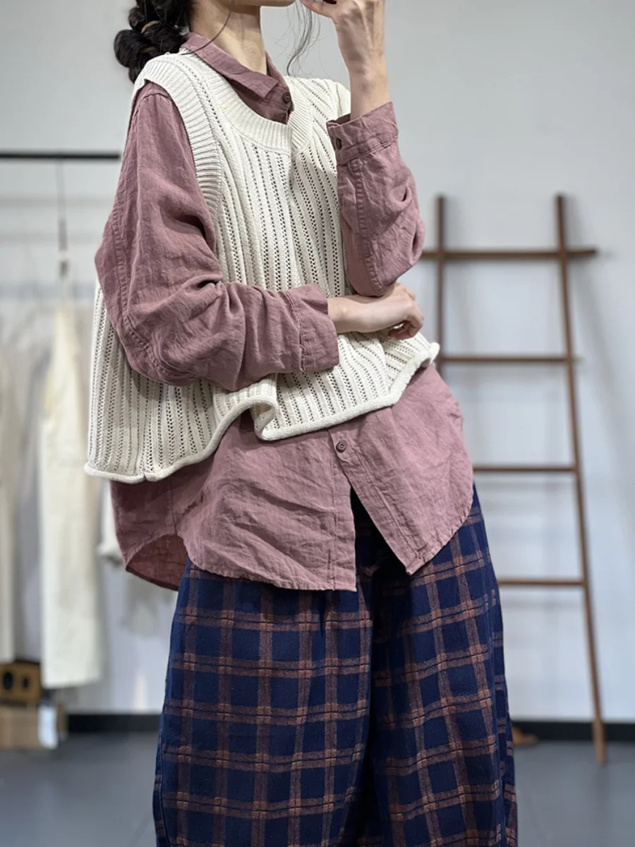 Faionable Hollow out Cuffed Neline Vest Dames Herfst Koreaanse Sle Loose Fit Veelzijdige ronde Ne Svel Trui