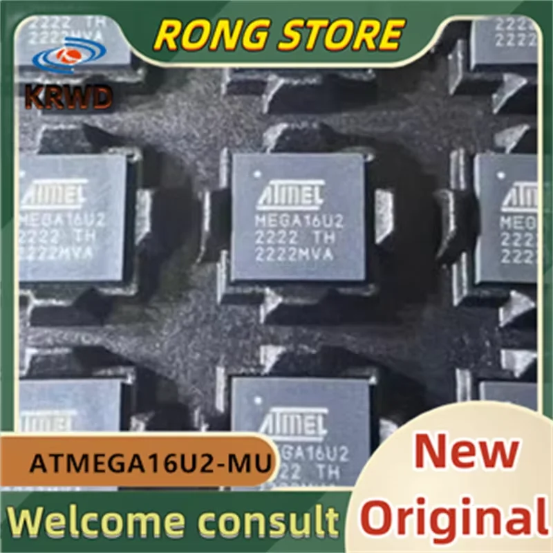 5PCS MEGA16U2 New and Original Chip IC ATMEGA16U2-MU ATMEGA16U2 QFN-32 AVR 8-bit microcontroller MCU