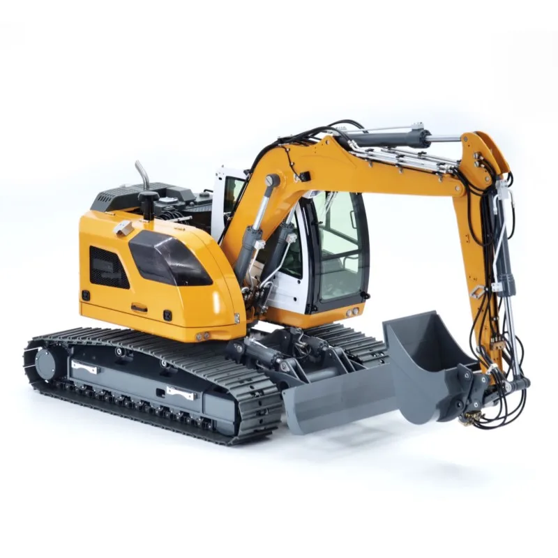 1:14 7CH Remote Control Hydraulic Excavator R920 JDM-208 2 Arms Metal RC Digger Flysky PL18 EV Lite Sound System Quick Coupler