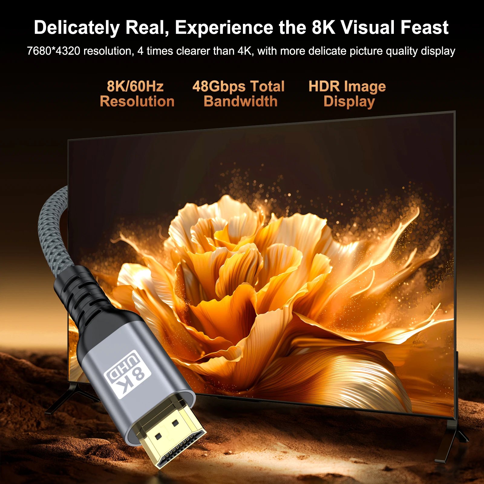 8K 60HZ 4K 120HZ 2K 240Hz HDMI 2.1 Cable For PS5 XBox HDTV PC Monitor 48Gbps High Speed eARC HDR Video Cable 1M 2M 3M 5M 7M 10M
