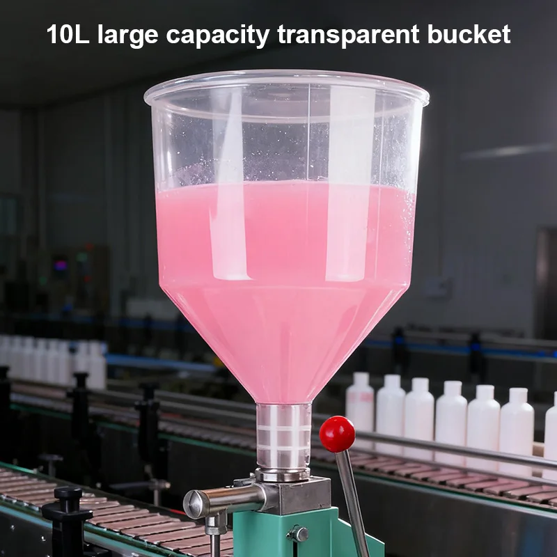 ماكينة تعبئة السوائل اليدوية 5-50 مللي موزع تجاري حشو 10L قادوس قدرة لمعدات زجاجة صلصة العسل التجميلية