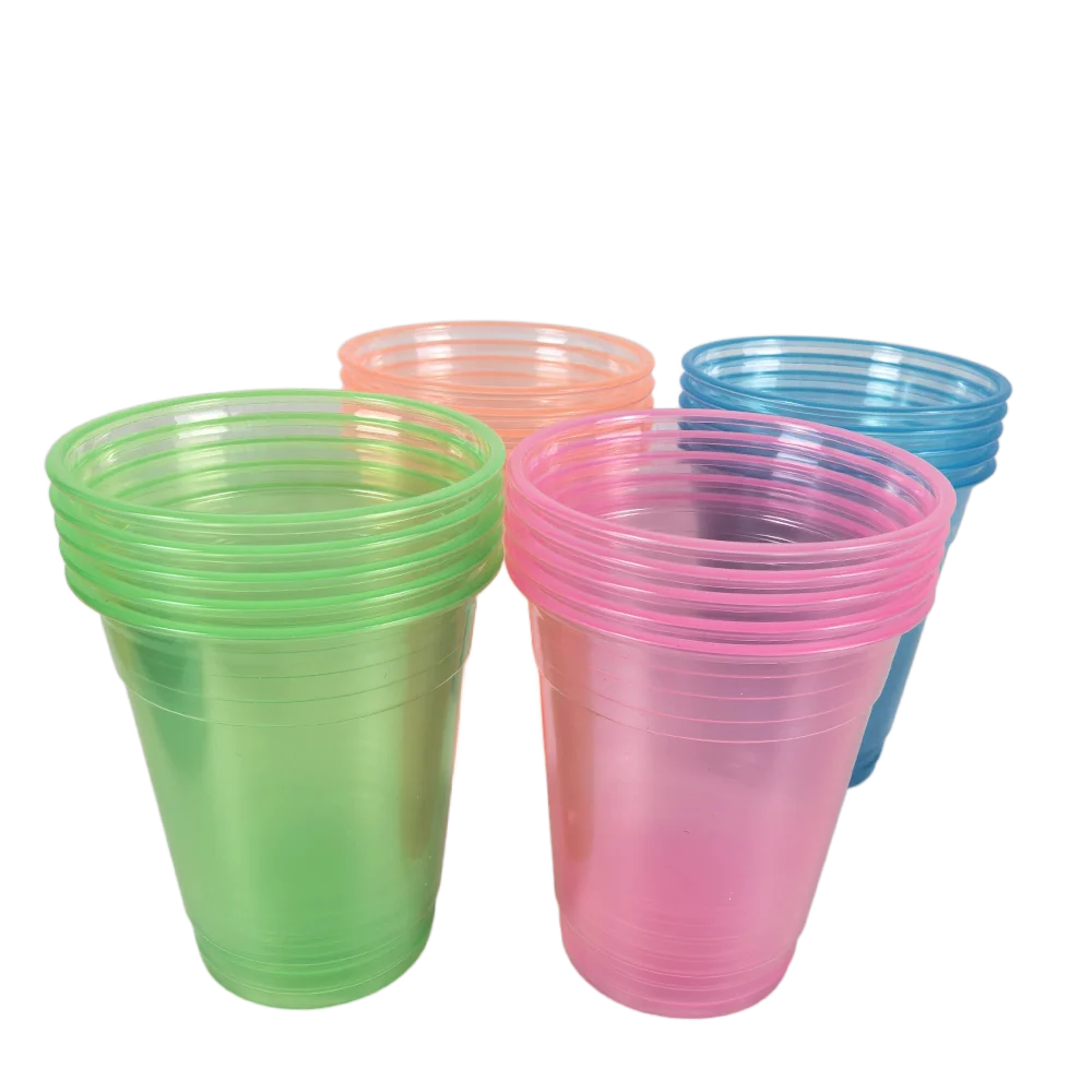 10–100 Stück Plastikbecher, neonleuchtende Plastik-Partybecher, verschiedene Neonfarben für Partys, Hochzeit, Geburtstag, Einweg-Trinkbecher – Detail 8