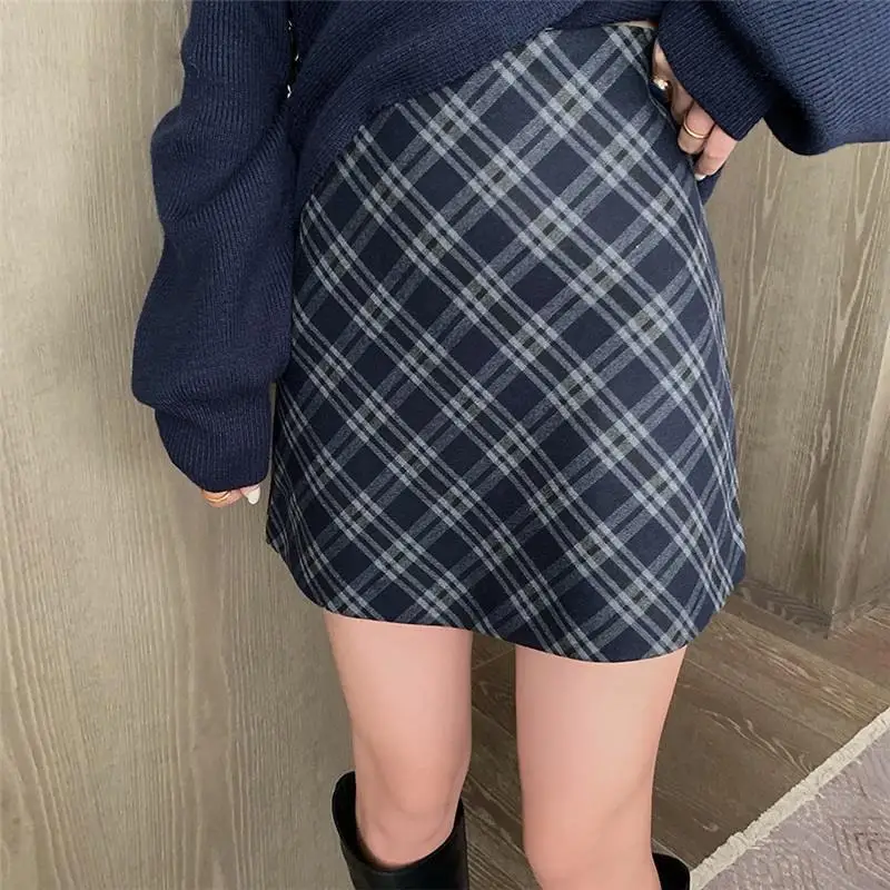 

Skirts Womens Corduroy Brown Buckle Raw Edge Autumn Winter Cozy Minimalist Retro Professional Office Warmth Plaid Academia