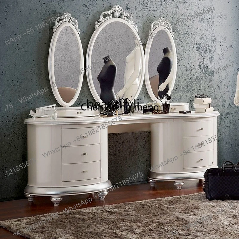 French light luxury luxury dressing table master bedroom dressing table new European engraved paint makeup table