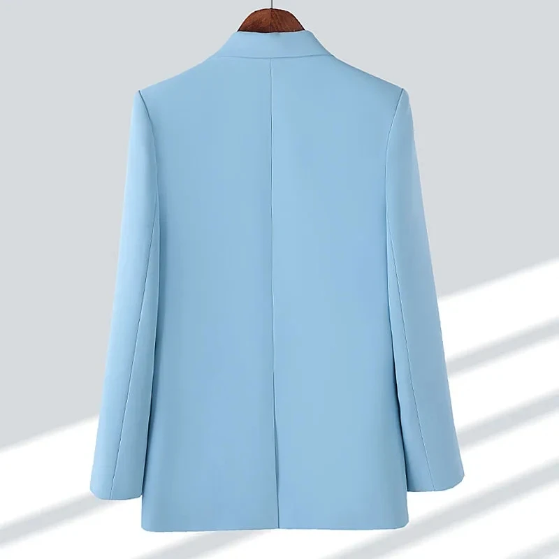 新しい女性秋冬生き抜くブレザーブルーアプリコットコーヒー黒女性長袖ダブルブレストブレザージャケットレディースコート