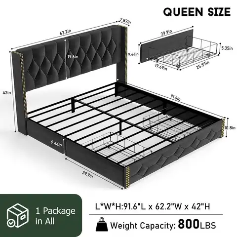 8 best sales queen size-sängramar med huvudgavel - №6