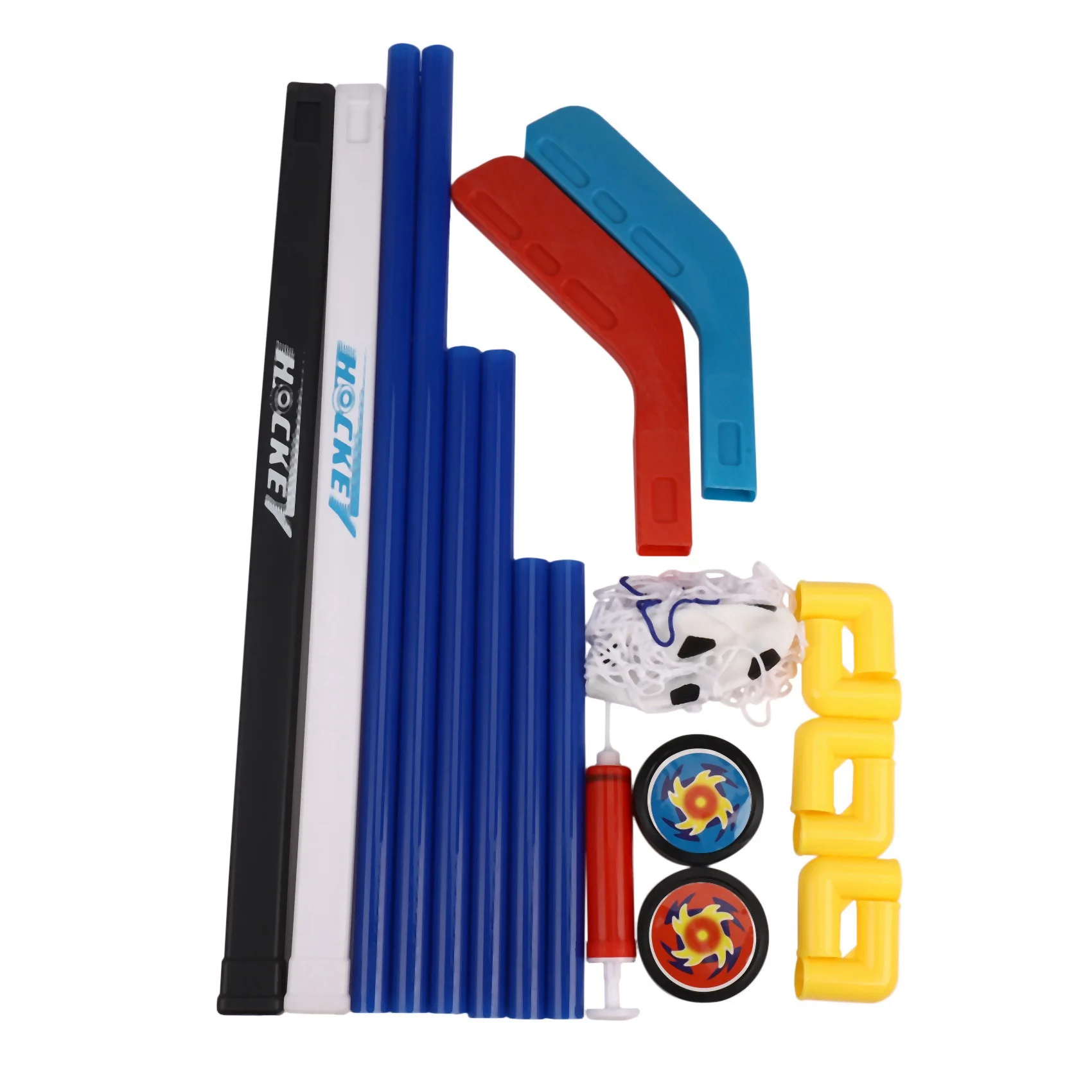 FBIL-2X 2 In 1 Outdoor/Indoor Kids Sports Soccer & Ice Hockey Goals With Balls And Pump Practice Scrimmage Game Football