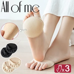 3Pairs/Lot Ultrathin Invisible Shallow Mouth Nonslip Silk Women Socks for High Heels Shoes Ice Silk Thin Half-Palm Sox Slippers