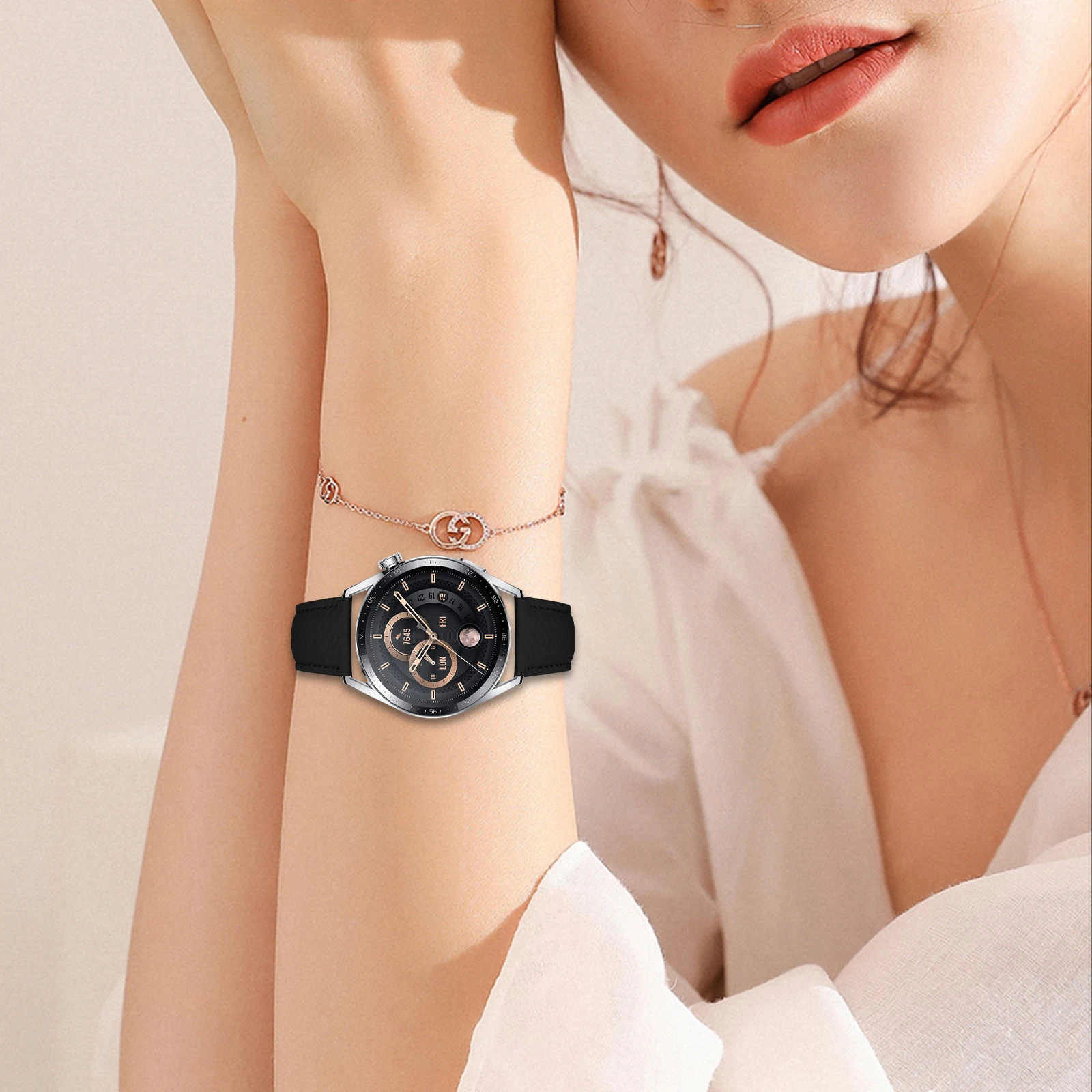 حزام بديل لساعة Samsung Gear S3 Classic / S3 Frontier / Watch3 مقاس 45 ملم من جلد البولي يوريثان مع إبزيم معدني #5