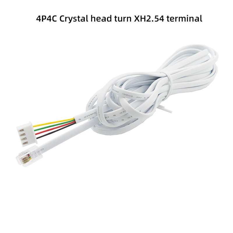

5PCS 1M 28AWG quad flat phone line 4P4C crystal head turn XH2.54 terminal 4Y white terminal cable