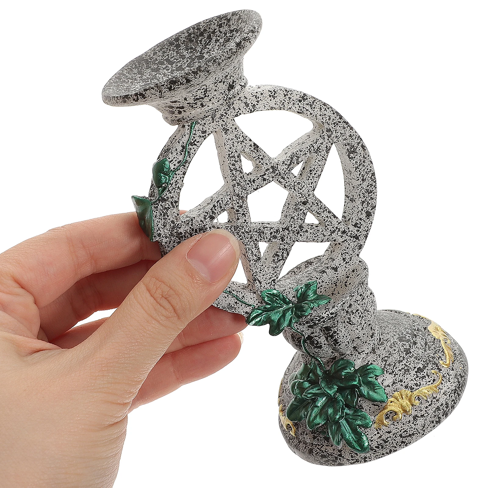

Pentagram Ornament Crystal Ball Stand Sphere Holder Resin Candlestick Retro Decor Display Base Home Stone Art Craft