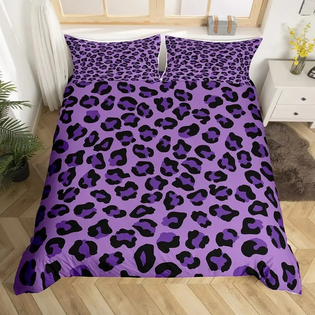 

Leopard Print Animal Skin Comfortable Duvet Quilt Cover Pillowcase Bedding Set Children Bedroom Decoration Home Textile