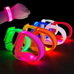 10pcs LED Flashing Wrist Band Bracelet Arm Band Nylon Light-Up Wristband Glowing Bracelets Glow in The Dark Party Supplies