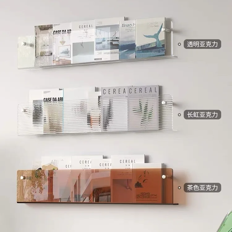

Italian Minimalist Sofa Shelf Magazine Rack Wall Mounted Transparent Word Board Picture Book Storage Simple Household Design