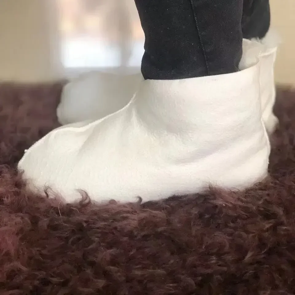 Natural Sheepskin Indoor Slippers Toasty Shoes Barefoot Ergonomic Shearling Real Leather Men Genuine Leather Shoes for Woman