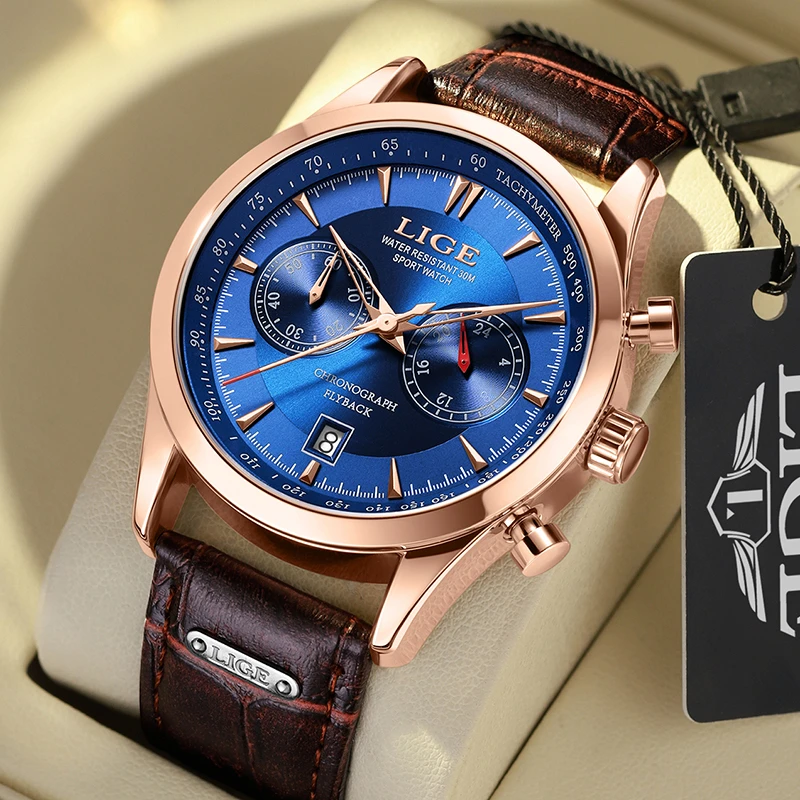 LIGE New Watch Man Fashion Auto Date Men Quartz Watches Top Brand Luxury Male Clock Chronograph Sport Mens Wrist Watch Relogios