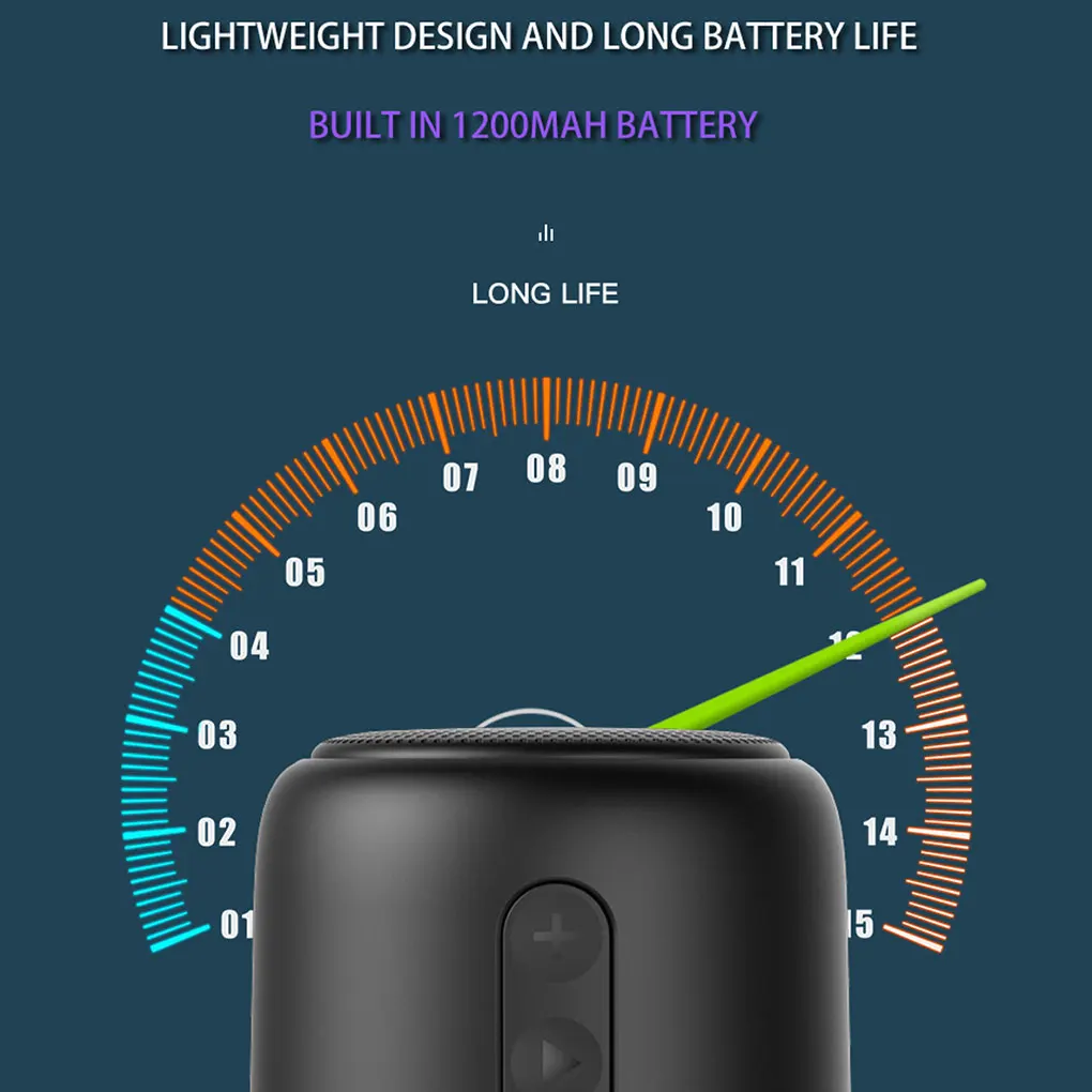 مكبر صوت لاسلكي محمول بلوتوث ، مؤثرات صوتية درجة ، صوت جهير محسن ، ميكروفون إلغاء الضوضاء ، وقت تشغيل 12 ساعة
