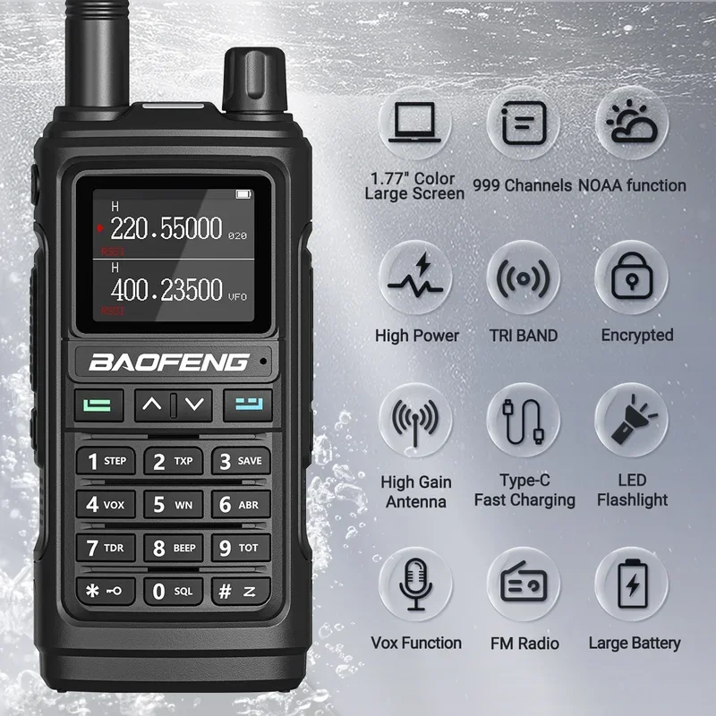 Baofeng-walkie-talkie UV-17M, Radio bidireccional de largo alcance, frecuencia de copia inalámbrica, banda de aire de seis bandas, FM/AM, 999 canales hasta UV-5R, 17 Pro