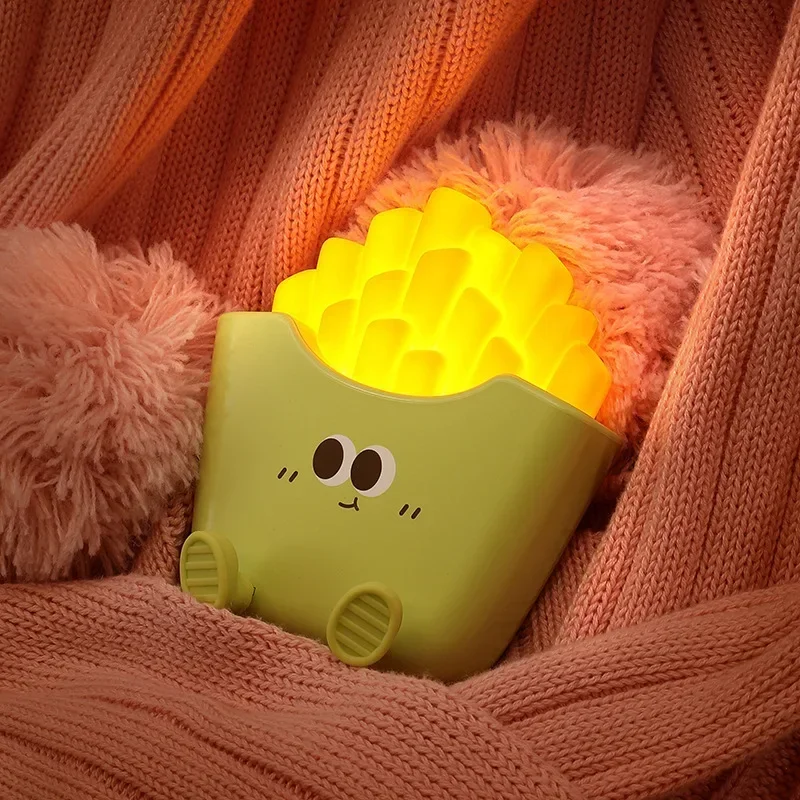 

New French Fries Night Light Creative Cute Cartoon Atmosphere Lamp Oft Light Eye Protection Table Top Decoration Night Light