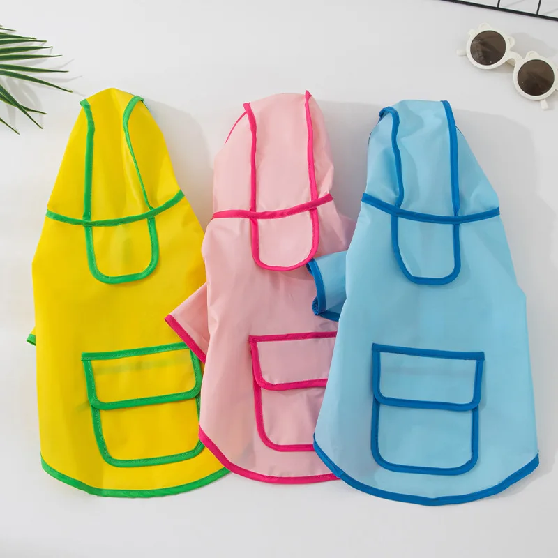 Raincoat for Dogs with Closed Belly Dog Raincoat with Hood Yellow Dog Raincoats Waterproof Dogs Clothes Puppy Clothes