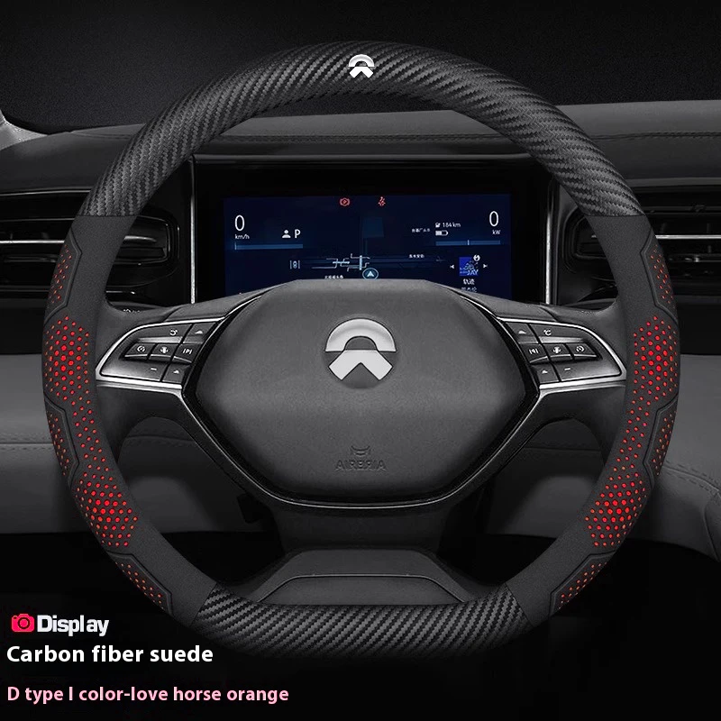 

NIO ES6 ES7 ES8 ET5 ET7 ET9 EC6 EC7 Carbon fiber Suede Microfiber Leather Anti-slip Car Steering Wheel Cover Auto Accessories