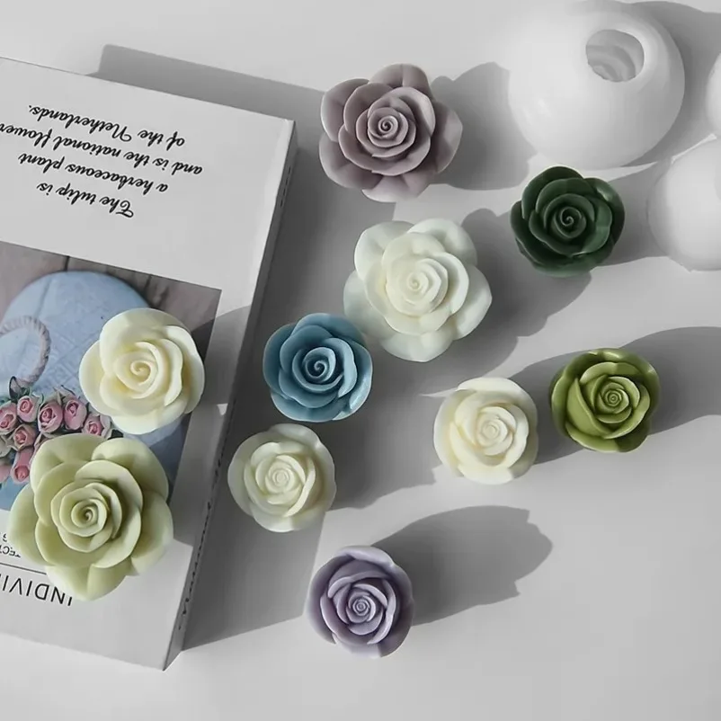 Nowe silikonowe foremki do świec 3D Flower Handmade Rose Flower Soap Plaster Chocolate Baking Mold na prezent walentynkowy