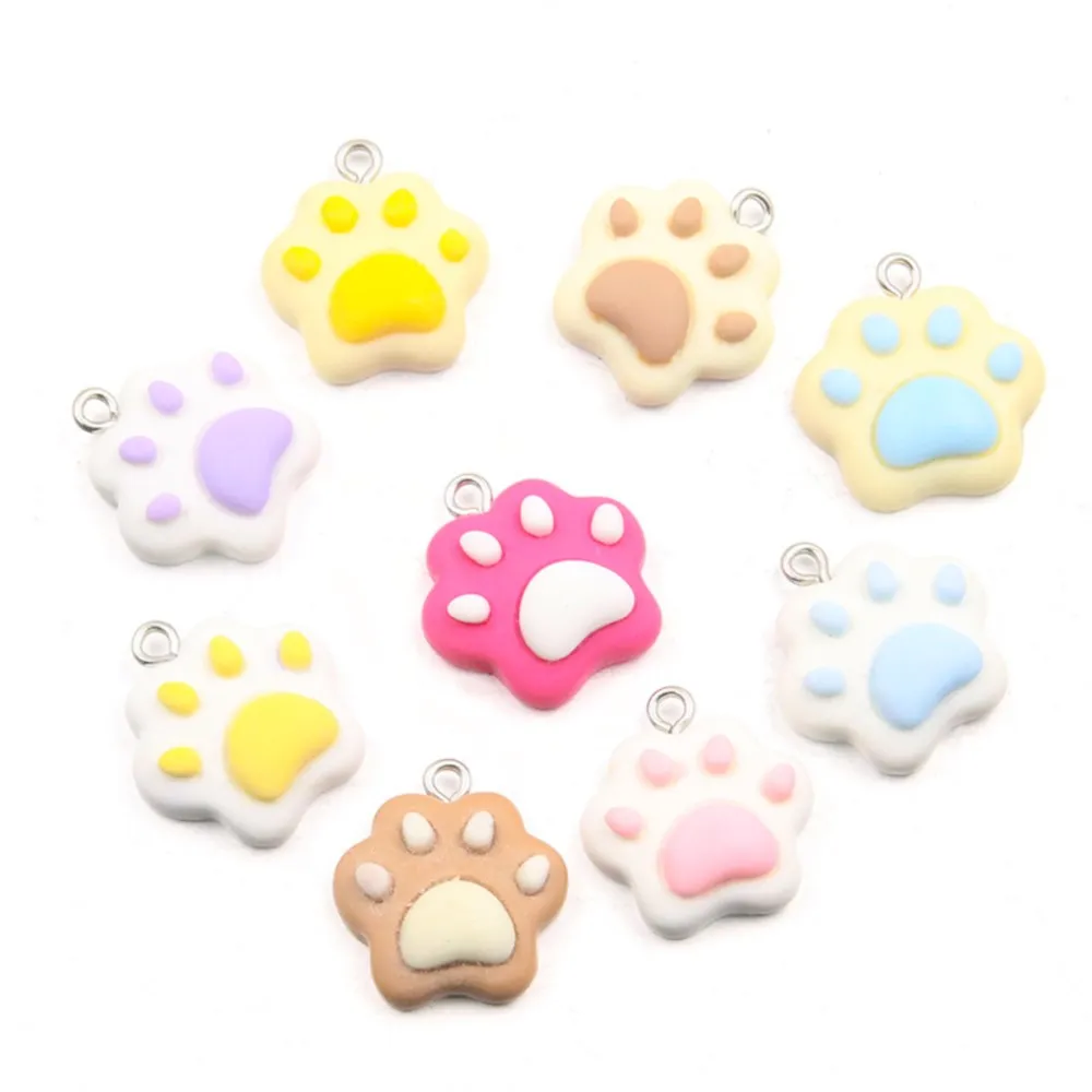 Dijes de resina con forma de garra de gato, accesorios para colgante, collar, pulsera, pendiente, llavero, suministros de decoración, 10 piezas, 20x22mm