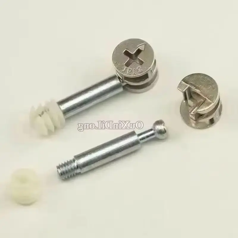 100Sets 3 in 1 Furniture Connecting Fittings 40mm Rod Cam Connector Screws Eccentric Wheel with Dowel and Pre-inserted Nut