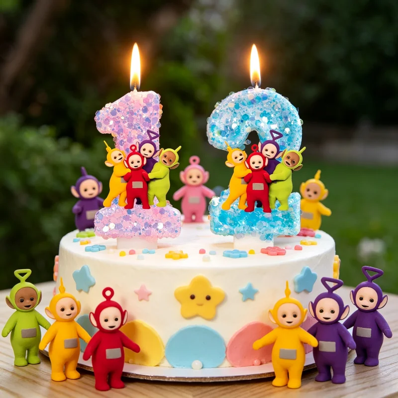 Teletubbies-Charakter Geburtstagskerze Niedliche Kuchendekorationskerze für Babyparty-Zubehör