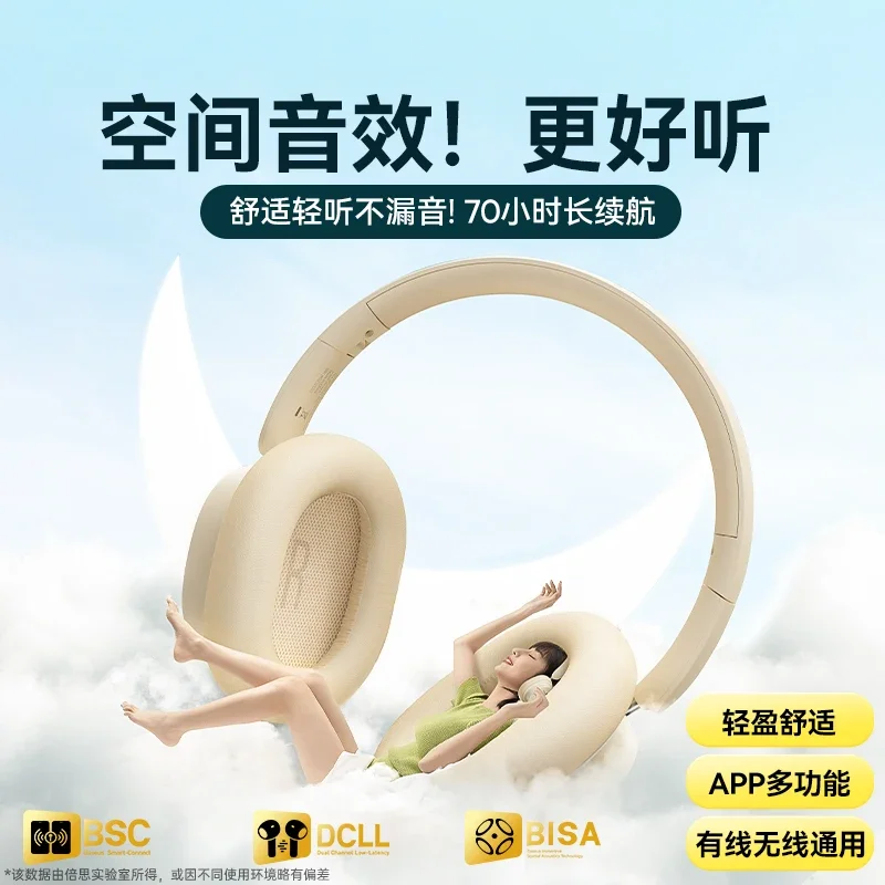 *Headset Bluetooth Headset Wireless Noise Cancelling Headset Computer Girl Earmuff Wired