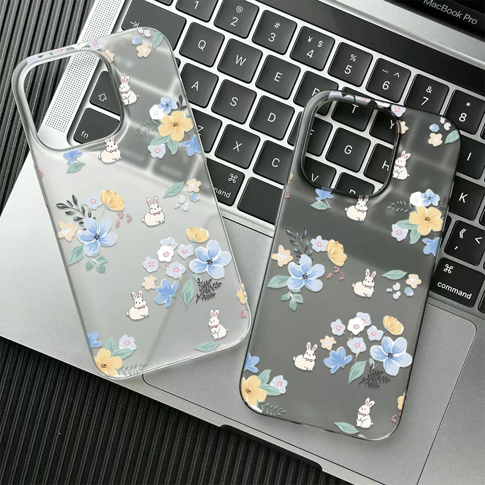 Funda de teléfono con diseño de gato y flor azul, estilo vintage, para chicas, compatible con iPhone 11, 14, 15, 16, 12, 13, 17, 15 Pro, 14 Plus, 16 Air, carcasa rígida de PC.