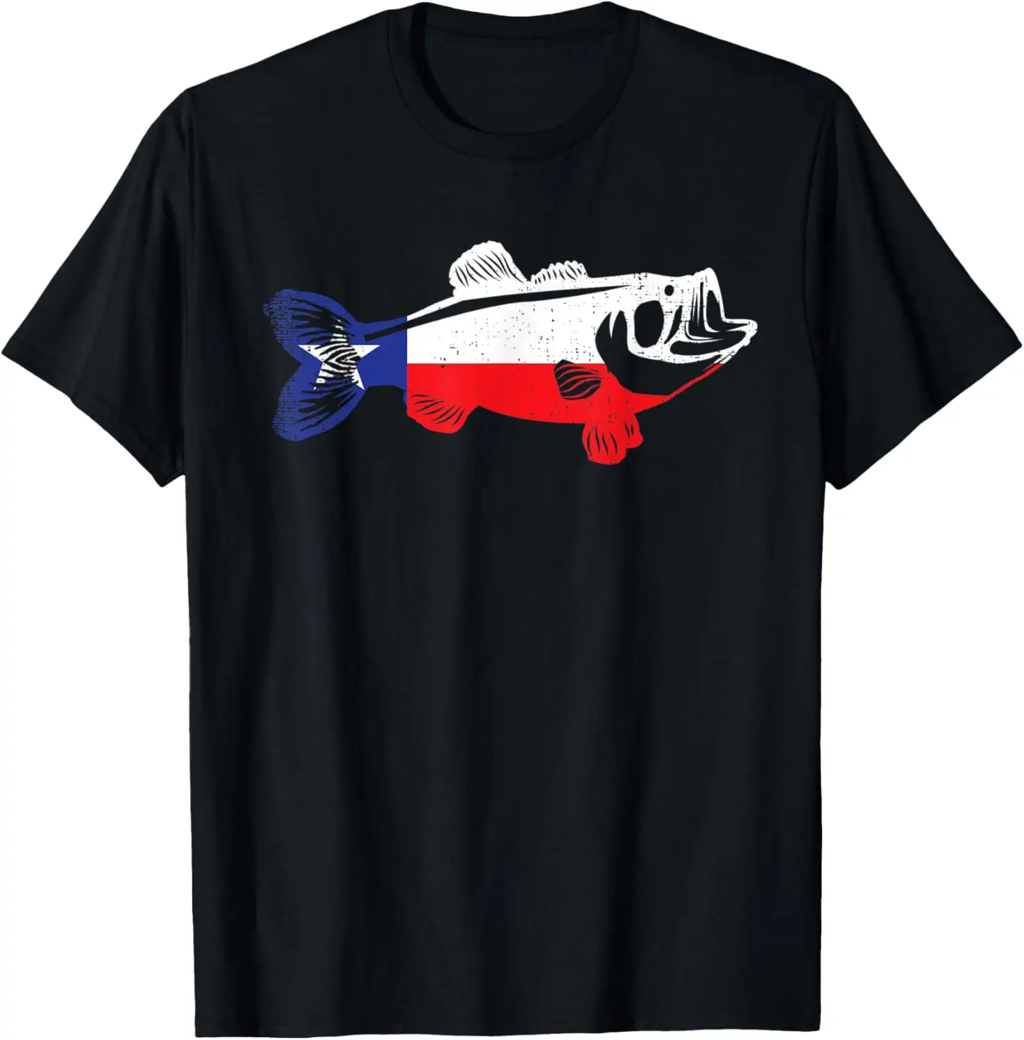 

Texas Bass Fishing Texan Fisherman Bass Fish Texas Flag T-Shirt