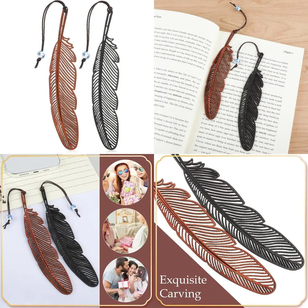 

Wooden Bookmarks for Book Lovers, 2 Pieces Handmade Wood Book Mark Natural Hollow Craft Bookmark Vintage Bookmark Gift for Wome