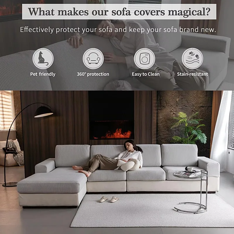 Hot Selling Living Room Decor Reusable Furniture Protector Universal Elastic Stretchable L Shape Slipcover Living Room Sofa