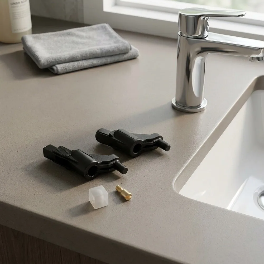 Faucet Handle Lever Adapter Kit Compatible with 46265000 Model Black ABS 7.5cm Includes 2 Adaptors 1 Screw 1 Spacer