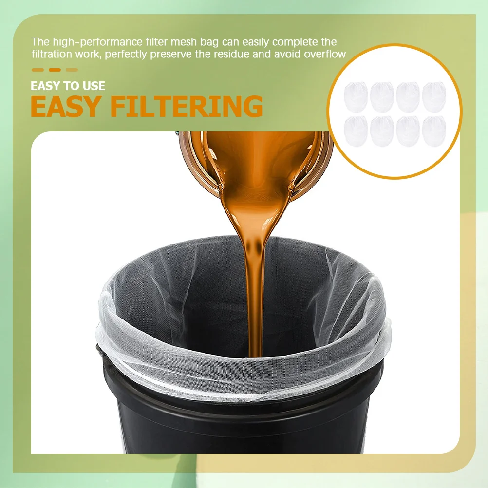 

8Pcs 5 Gallon Paint Filter Bag Mesh Strainer for Coating Oil Paint Fine Filtration Secure Buckle Design Fine Mesh Filter Bag