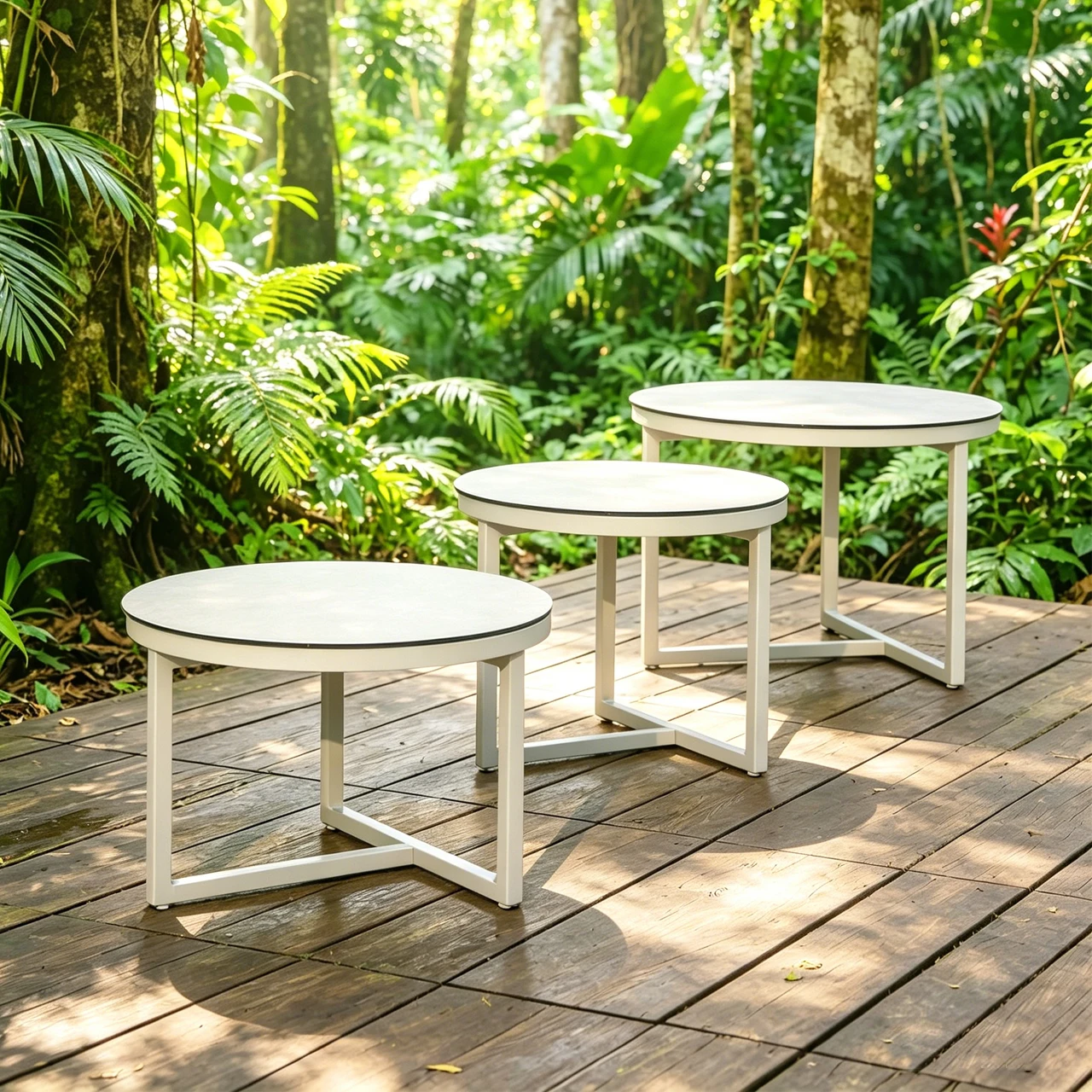 do-  Shape Modern Aluminum Sintered Stone Tabletop Round Coffee Table for Outdoor Furniture-Use in Garden