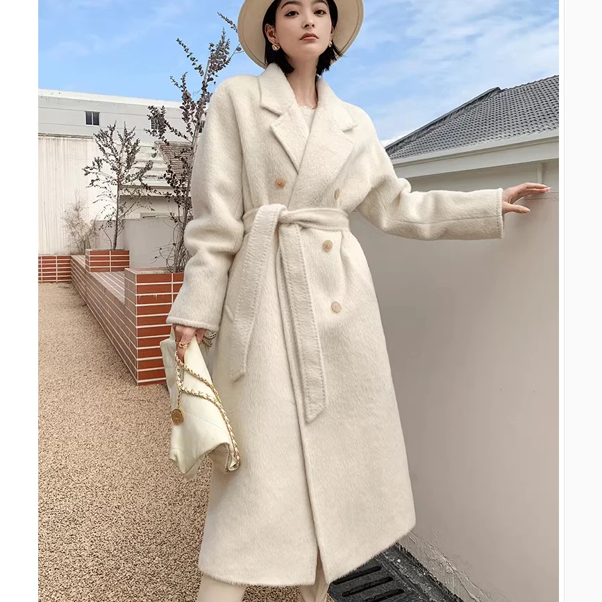 

Suli Alpaca Wool Coat Women's High Quality Alpaca Double Breasted Coat Thickened Mid-Length Mara Coat Women's Winter Jacket 2023