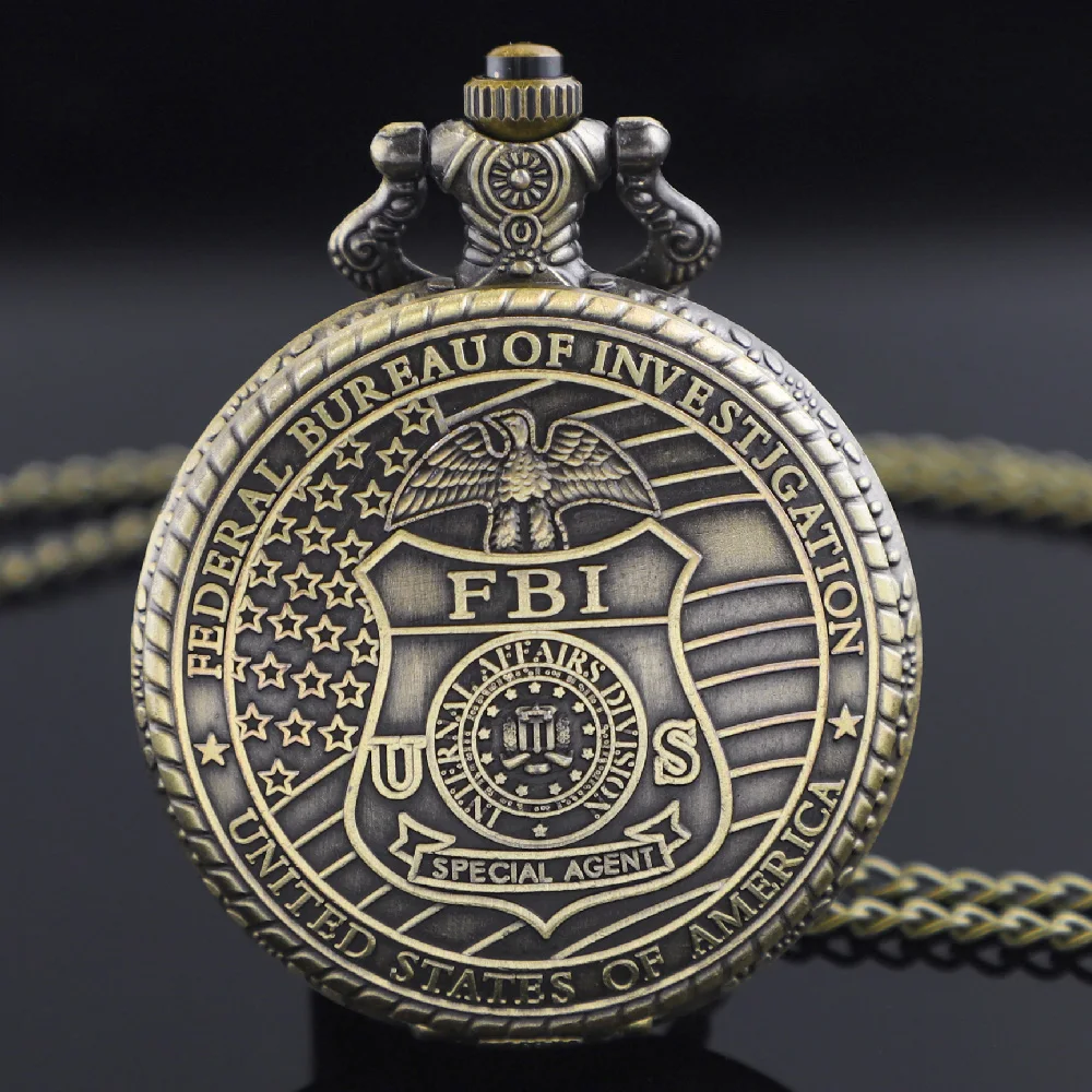 ريترو إيجل F.B.I تصميم كوارتز ساعة الجيب خمر ساعات الجيب ساعة للرجال النساء مع فوب سلسلة مجوهرات اكسسوارات هدايا