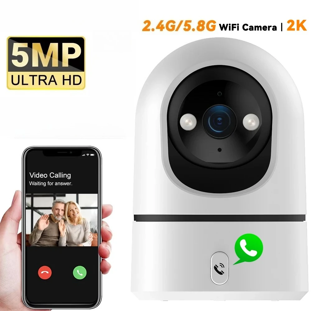 5MP WiFi Indoor Baby Monitor Security Camera | One-Touch Call | Color Night Vision | Human Tracking | 355° PTZ