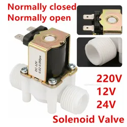 Macho Thread Water Control Valve, Válvula Controlador Switch, normalmente fechado, normalmente aberto, AC 220V, DC 12V, 24V, 1/2 