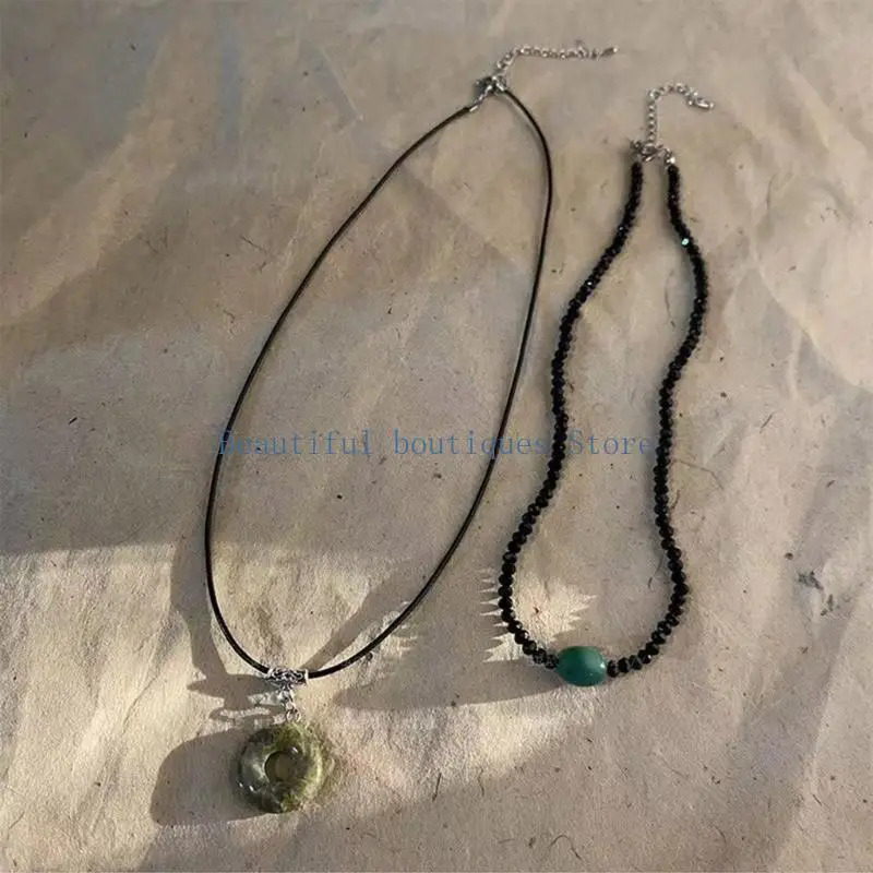 U4LF Peace Buckle Pendant Necklace Vintage Clavicle Chain Necklace Fashion Jewelry