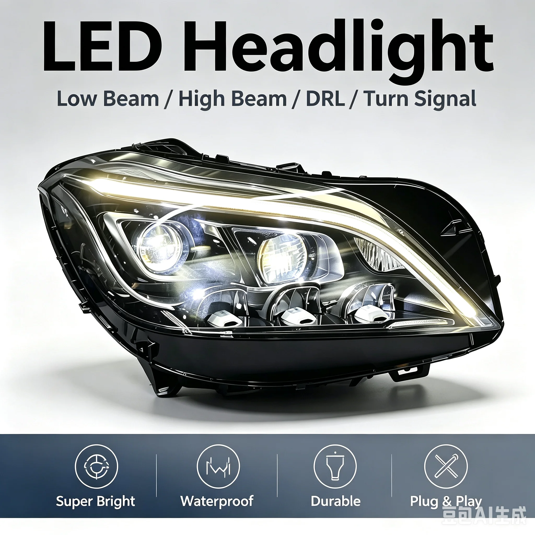 Car LED Head Lamp Assembly Fit Mercedes W218 CLS 2012-2017 CLS260 CLS320 Low Trim Upgrade High Spec DRL Flowing Turn Signal Head