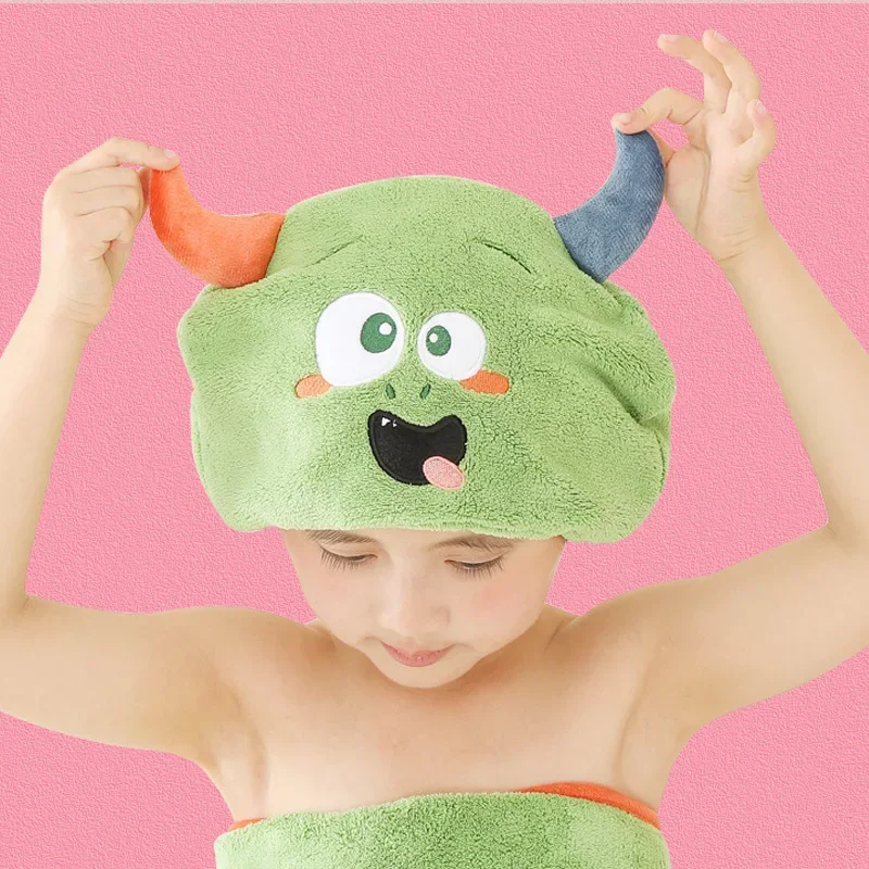 Cute Cartoon Animal Child Hair Towel Cap Drying Hat Quick-dry Microfiber Super Absorption Hair Twist Kid Bath Hat Bathroom