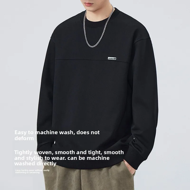 【Mirrordust】Long Sleeve Round Neck Heavyweight Sweatshirt Spring and Autumn Split Design Casual2025New Loose Pullover Top