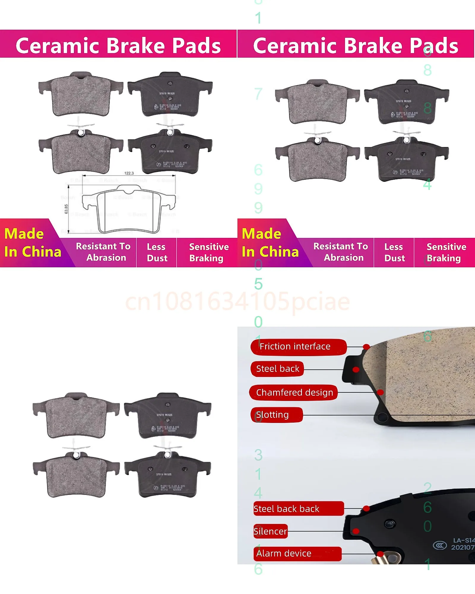 

Rear Brake Pads 47004 for Jaguar XF XJL XKR XKR-S C2D3792 C2D60655
