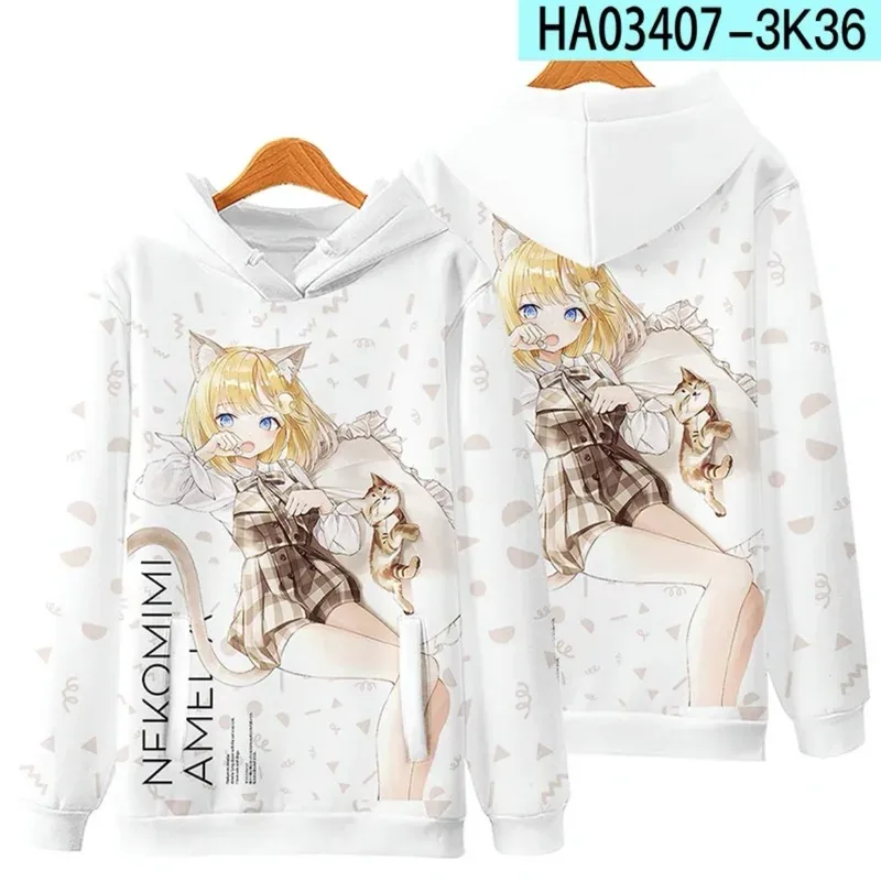 Japan Vtuber Watson Amelia 3DPrinting Man/Woman Autumn Fashion Harajuku Hoodies Sweatshirt Long Sleeve Pollover