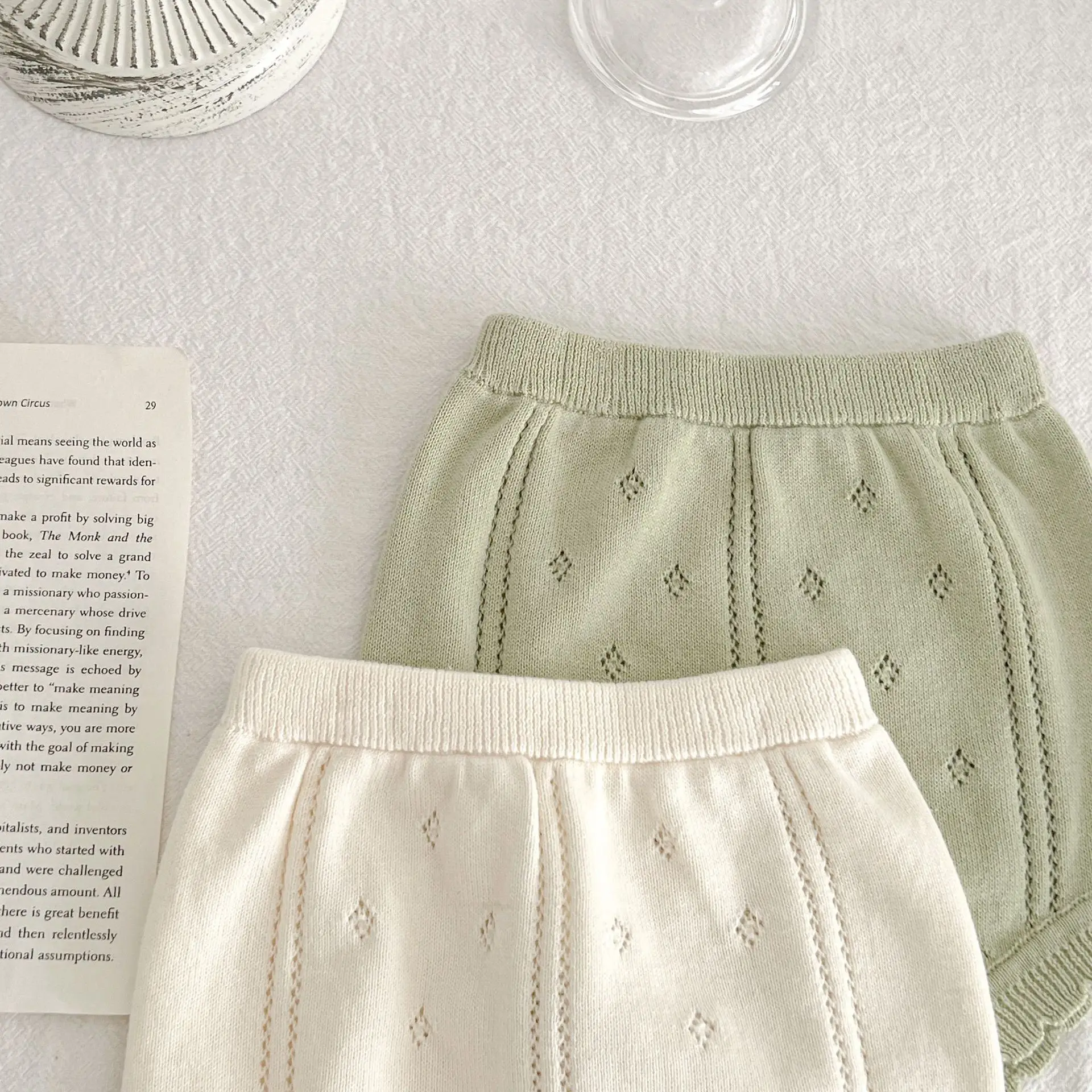 2 Pcs Summer Baby Clothing Set Hollow Out Knit Tee and Shorts Girls Suit Kids Fashion Baby Clothing
