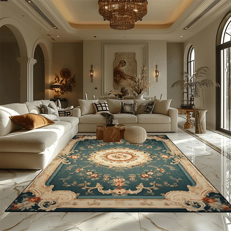 European Pastoral Style Carpets for Living Room Decoration Home Luxury Rug Large Area Bedroom Non-slip Mat Washable Lounge Rug