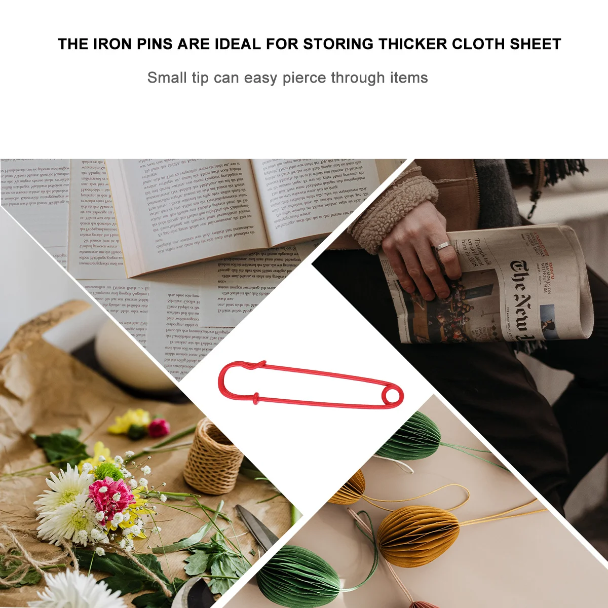 

10 pcs 75Mm Vintage Large Metal Pins For Thick Cloth Paper Organizer Heavy Duty Iron Clips Craft Supplies Office Home Decor